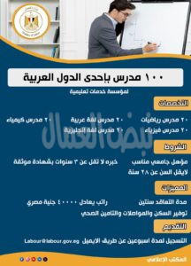 100 فرصة عمل بمؤسسة خدمات تعليمية بإحدى الدول العربية